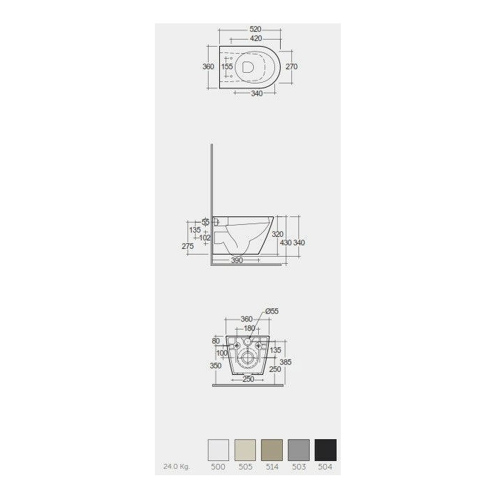 Feeling Miska Wc Podwieszana Rimless Cappuccino Mat & deska Wc W/O Capp Mat FEEL3SET Rak Ceramics