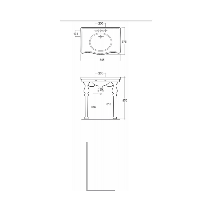 Washington Umywalka Konsola 84 cm W Komplecie Z Nogami WASH1SETCONSOLE Rak Ceramics