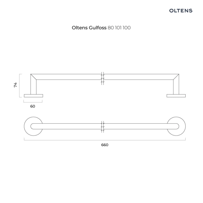 Gulfoss wieszak na ręcznik 60 cm pojedynczy Chrom 80101100 Oltens