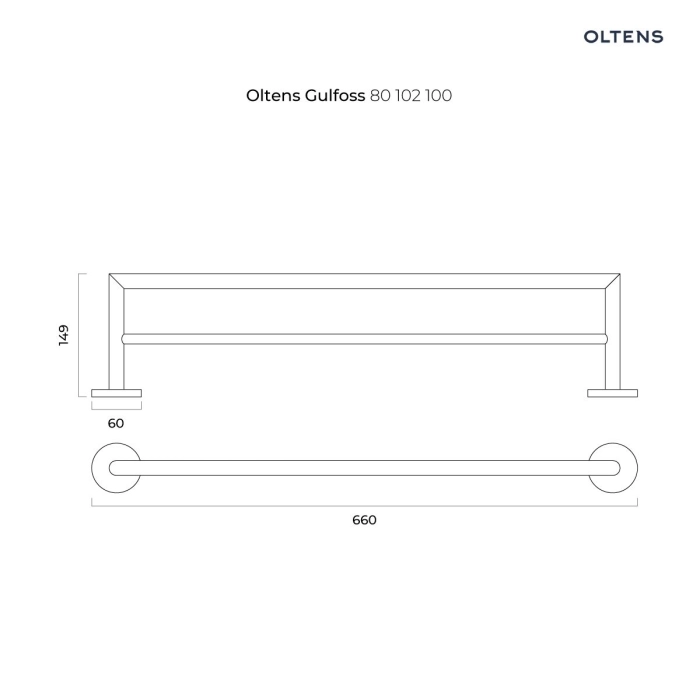 Gulfoss wieszak na ręcznik 60 cm podwójny Chrom 80102100 Oltens