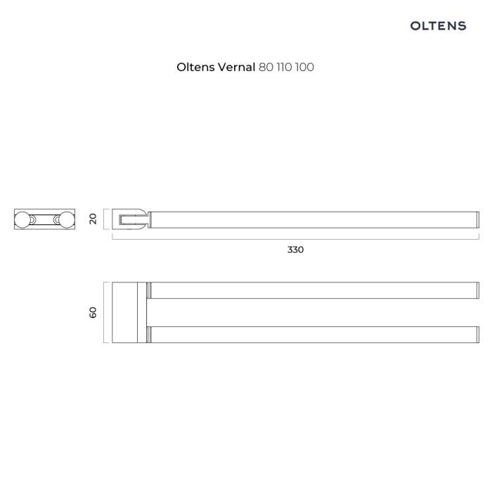 Vernal wieszak na ręcznik 33 cm dwuramienny ruchomy Chrom 80110100 Oltens