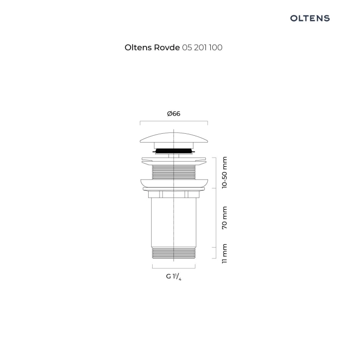 Rovde korek do umywalki klik klak okrągły bez przelewu G1 1/4 Chrom 05201100 Oltens